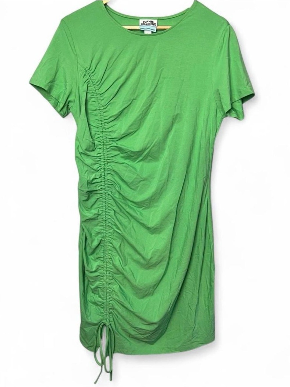 Dopamine Dressing Future Collective Ruched Green Midi Dress Bodycon Knit Large